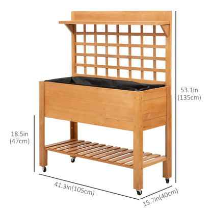 41.25"x15.75"x53.25" Wooden Raised Garden Bed, Flower Herb Box, Shelf Wheels, Outdoor Indoor Elevated Garden Beds at Gallery Canada