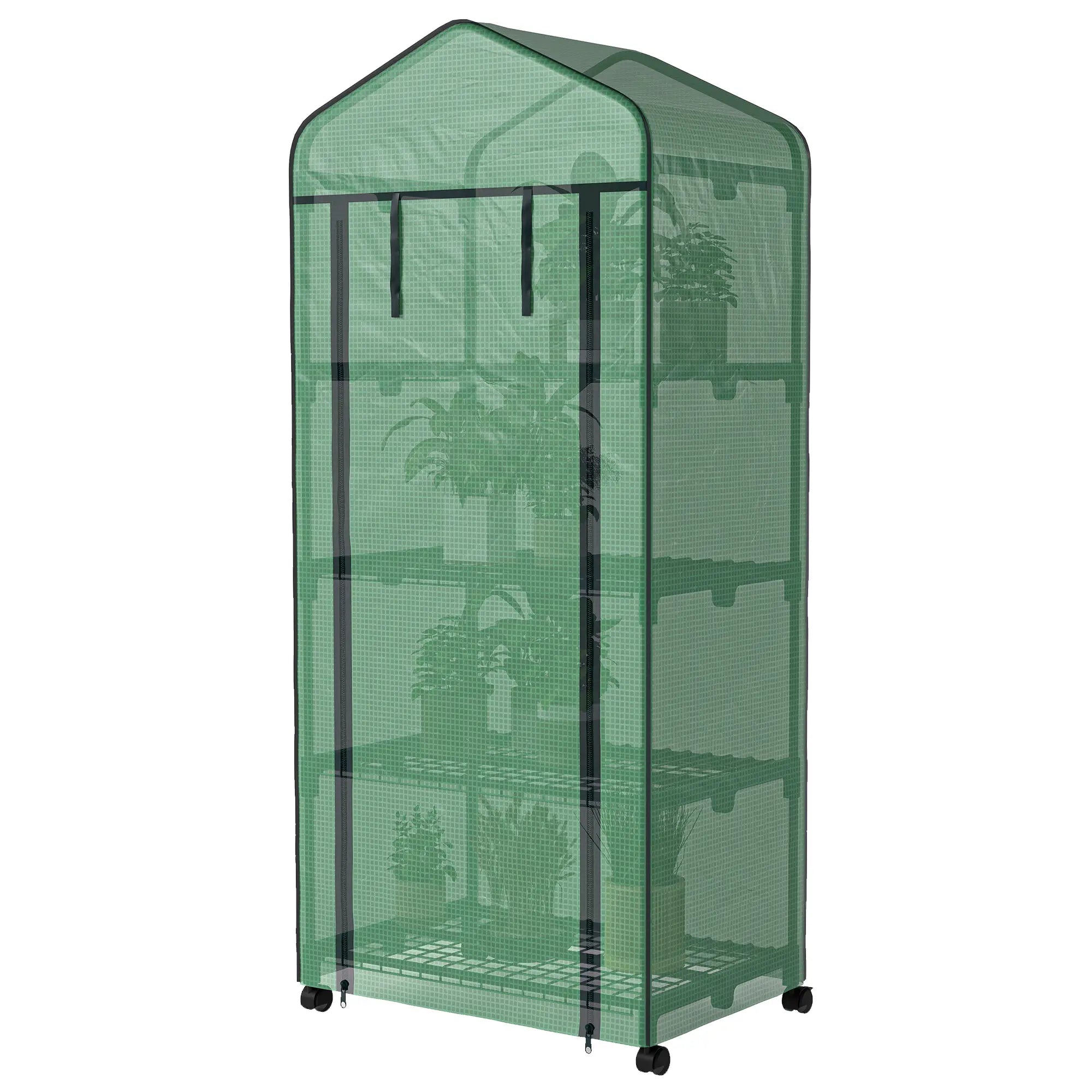 Portable Greenhouse, 4 Tier Shelves, PE Cover, Green Walk In Greenhouses at Gallery Canada