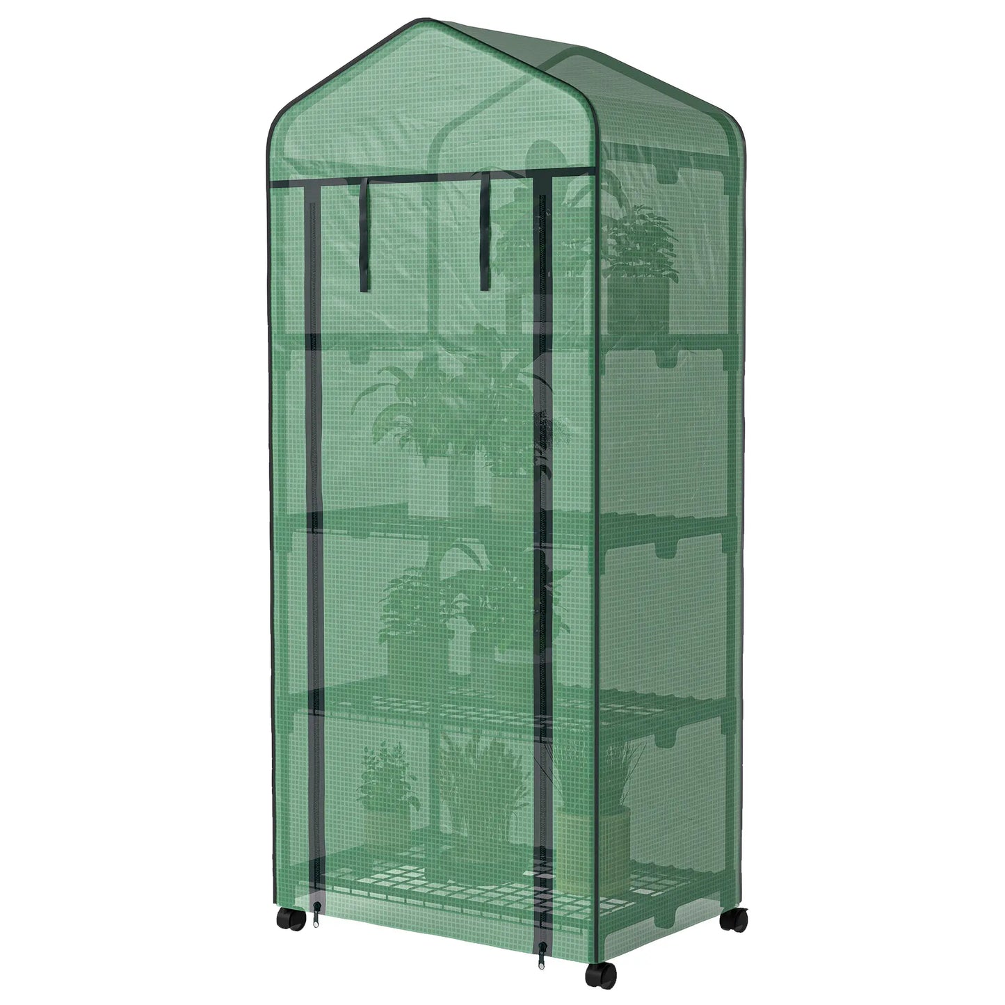 Portable Greenhouse, 4 Tier Shelves, PE Cover, Green Walk In Greenhouses at Gallery Canada