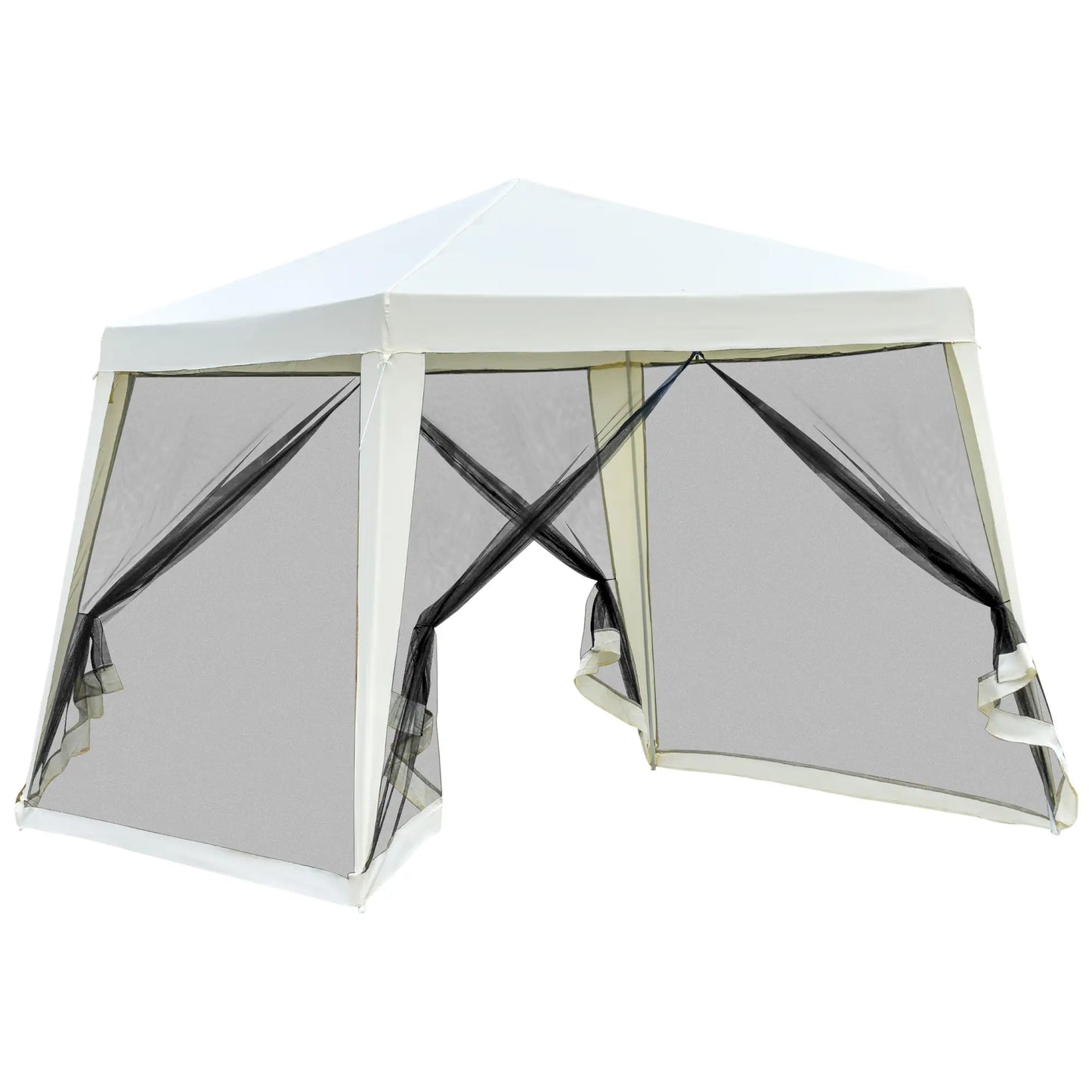 10x10ft Party Tent Canopy with Netting, Outdoor Gazebo, Beige Canopy Tents at Gallery Canada