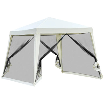 10x10ft Party Tent Canopy with Netting, Outdoor Gazebo, Beige Canopy Tents at Gallery Canada