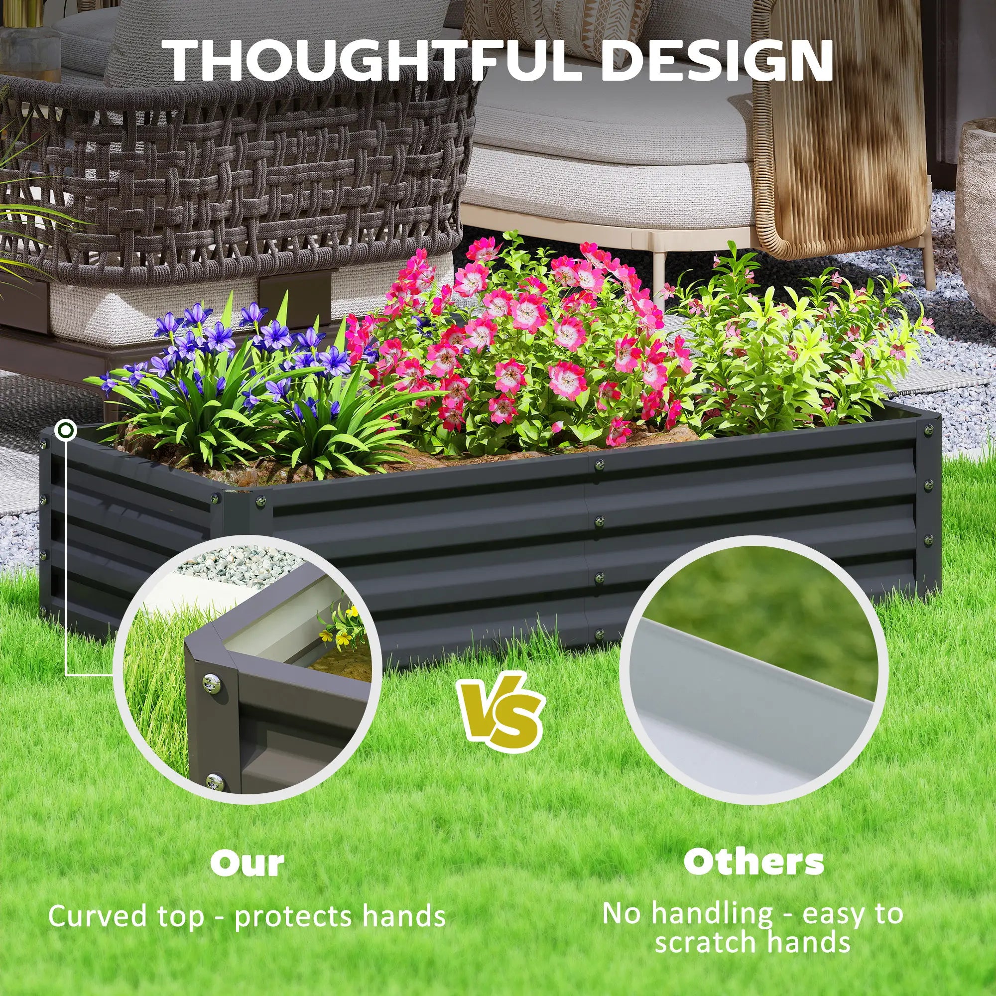 Galvanized Raised Garden Bed, Planter Box, 4' x 2' x 1', Black Galvanized Planter Boxes at Gallery Canada