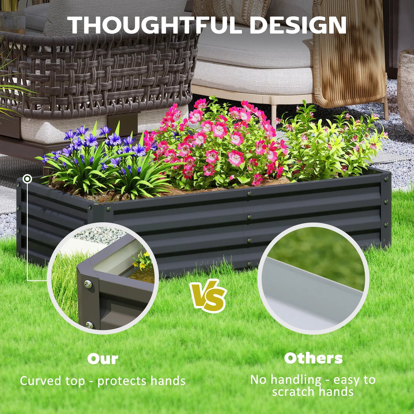 Galvanized Raised Garden Bed, Planter Box, 4' x 2' x 1', Black Galvanized Planter Boxes at Gallery Canada