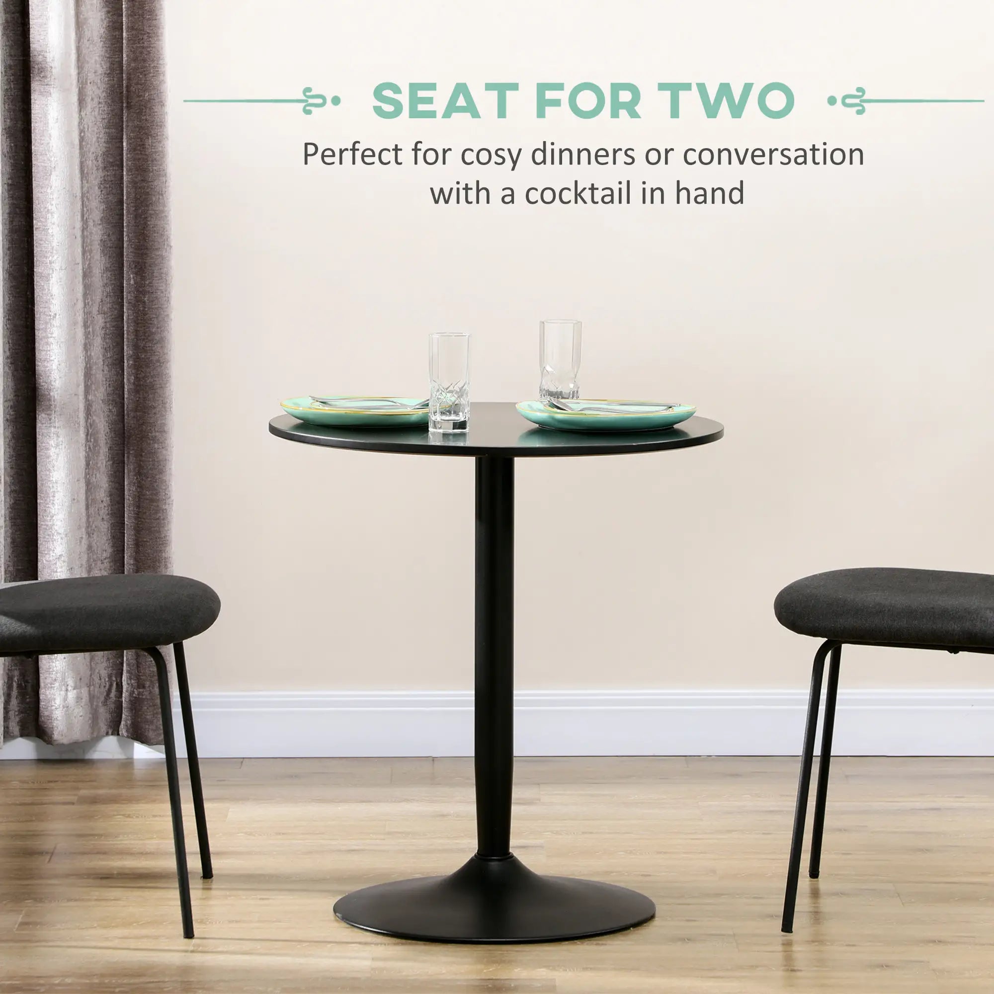 Modern Kitchen Table for 2, Round Dining Table, Steel Base, Black Bar Tables & Dining Tables at Gallery Canada