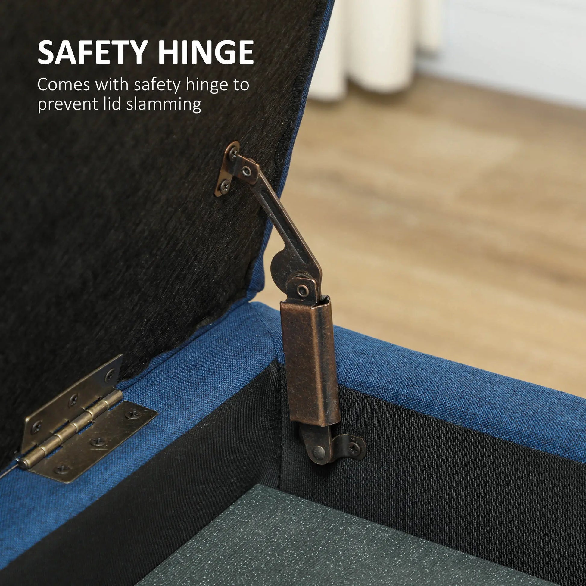 Rectangular Entry Bench, Tufted Upholstered Linen, Wood Feet, Blue Storage Ottomans & Benches at Gallery Canada