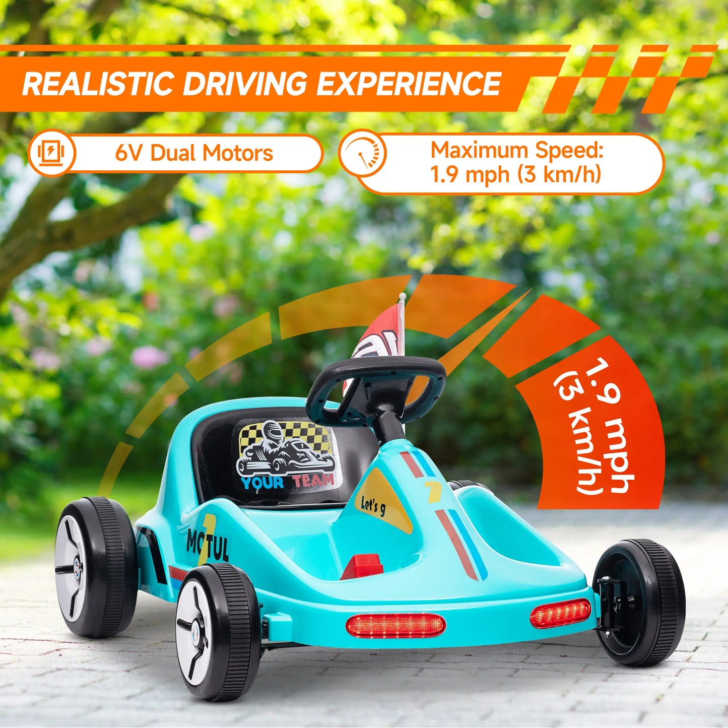 6V Electric Go Kart for Kids 3-5, Music, Light, Horn, Blue Pedal Go Karts for Kids at Gallery Canada