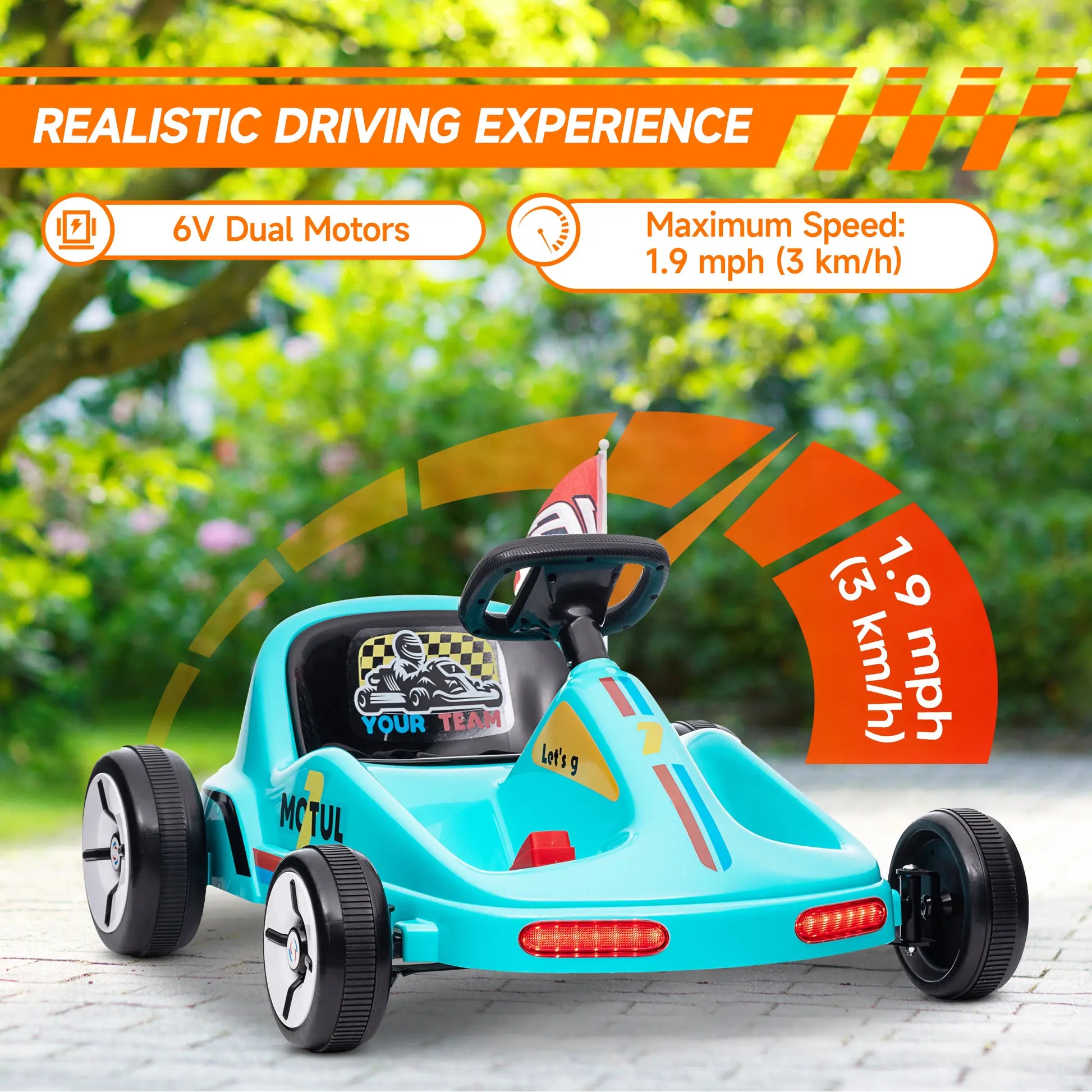 6V Electric Go Kart for Kids 3-5, Music, Light, Horn, Blue Pedal Go Karts for Kids at Gallery Canada