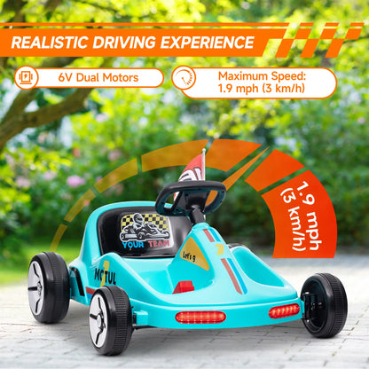 6V Electric Go Kart for Kids 3-5, Music, Light, Horn, Blue Pedal Go Karts for Kids at Gallery Canada