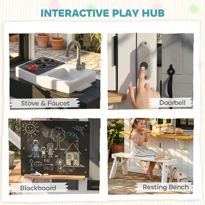 Wooden Kids Playhouse With Dog Door, Cookware, Blackboard, Bench, Doorbell Play Houses at Gallery Canada