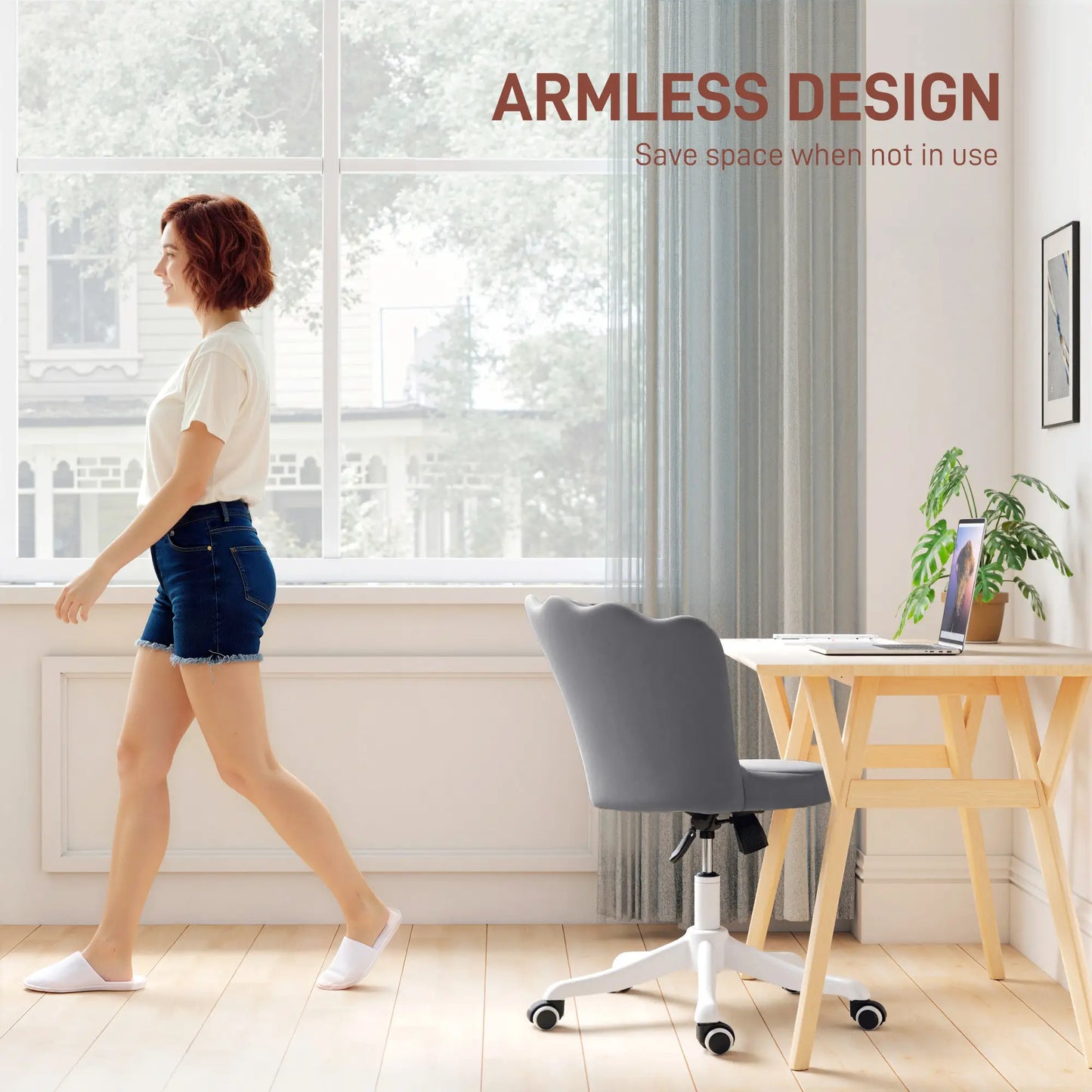 Armless Swivel Desk Chair, Adjustable Height, Backrest, Tilt Function, Grey Task Chairs at Gallery Canada