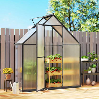 Polycarbonate Greenhouse, 5.5 x 6.5ft, Walk-In With Swing Door, Black Walk In Greenhouses at Gallery Canada