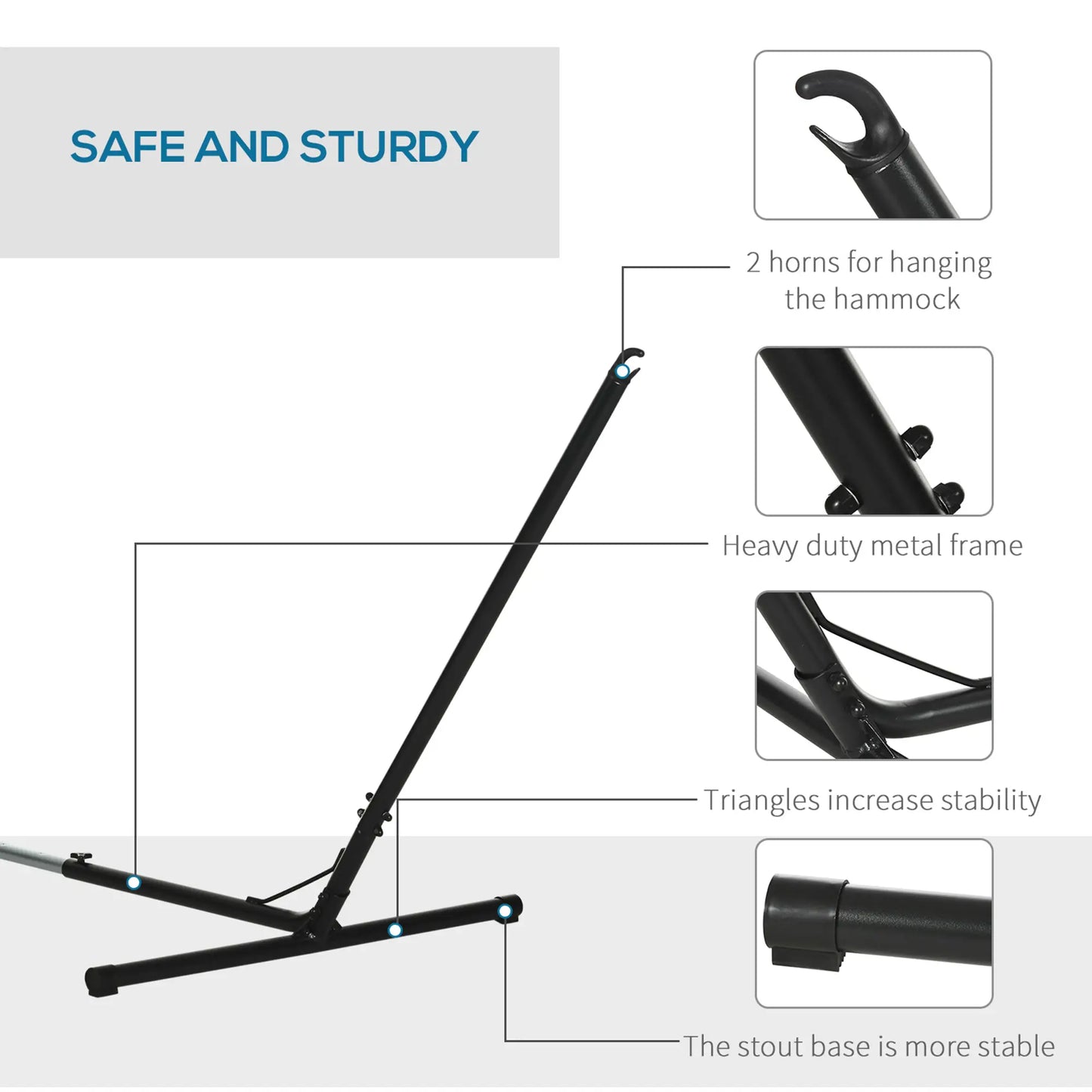Adjustable Hammock Stand, Fits 10-13 ft, 264lbs Capacity, Black Hammock Stands at Gallery Canada
