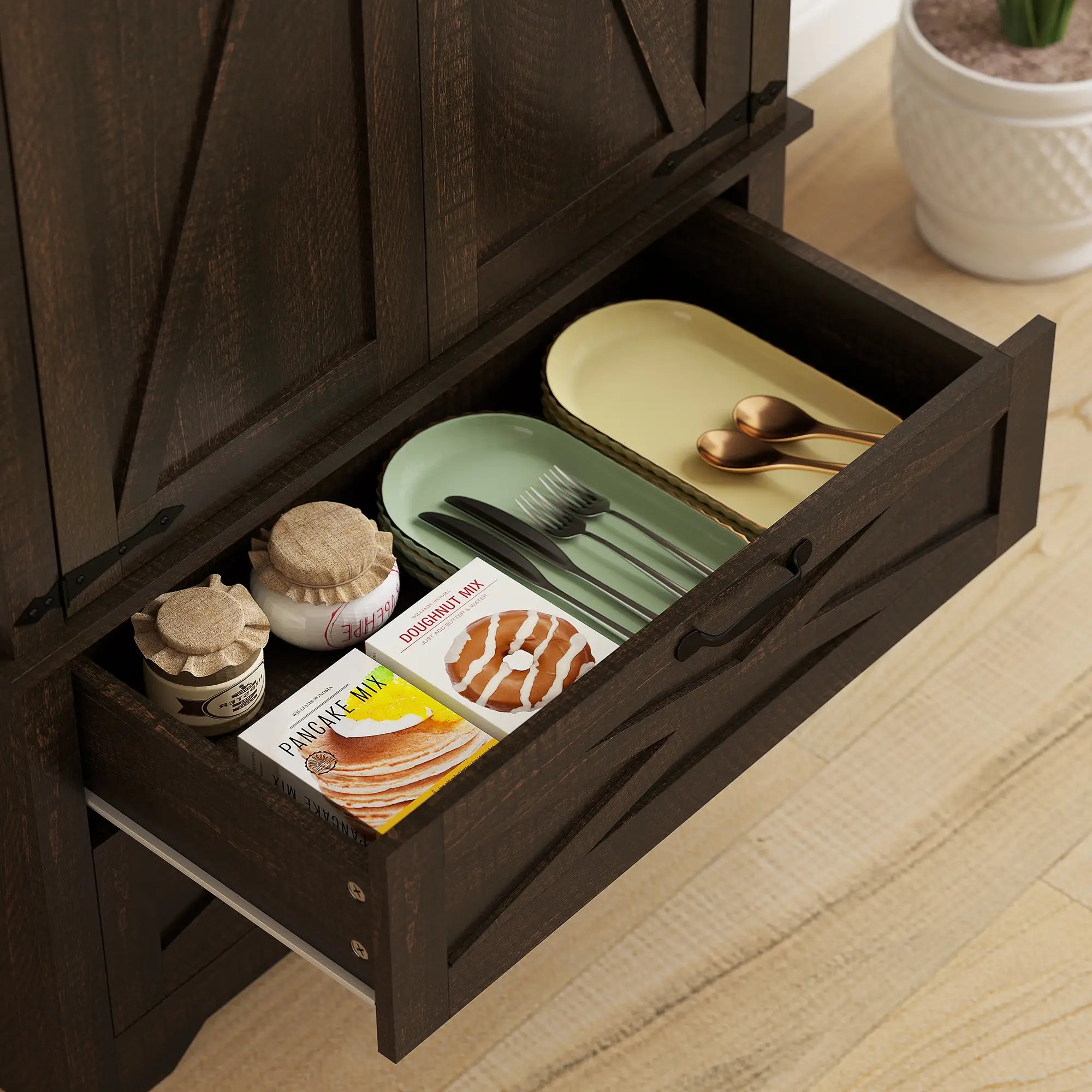 Farmhouse Kitchen Pantry Cabinet, 64