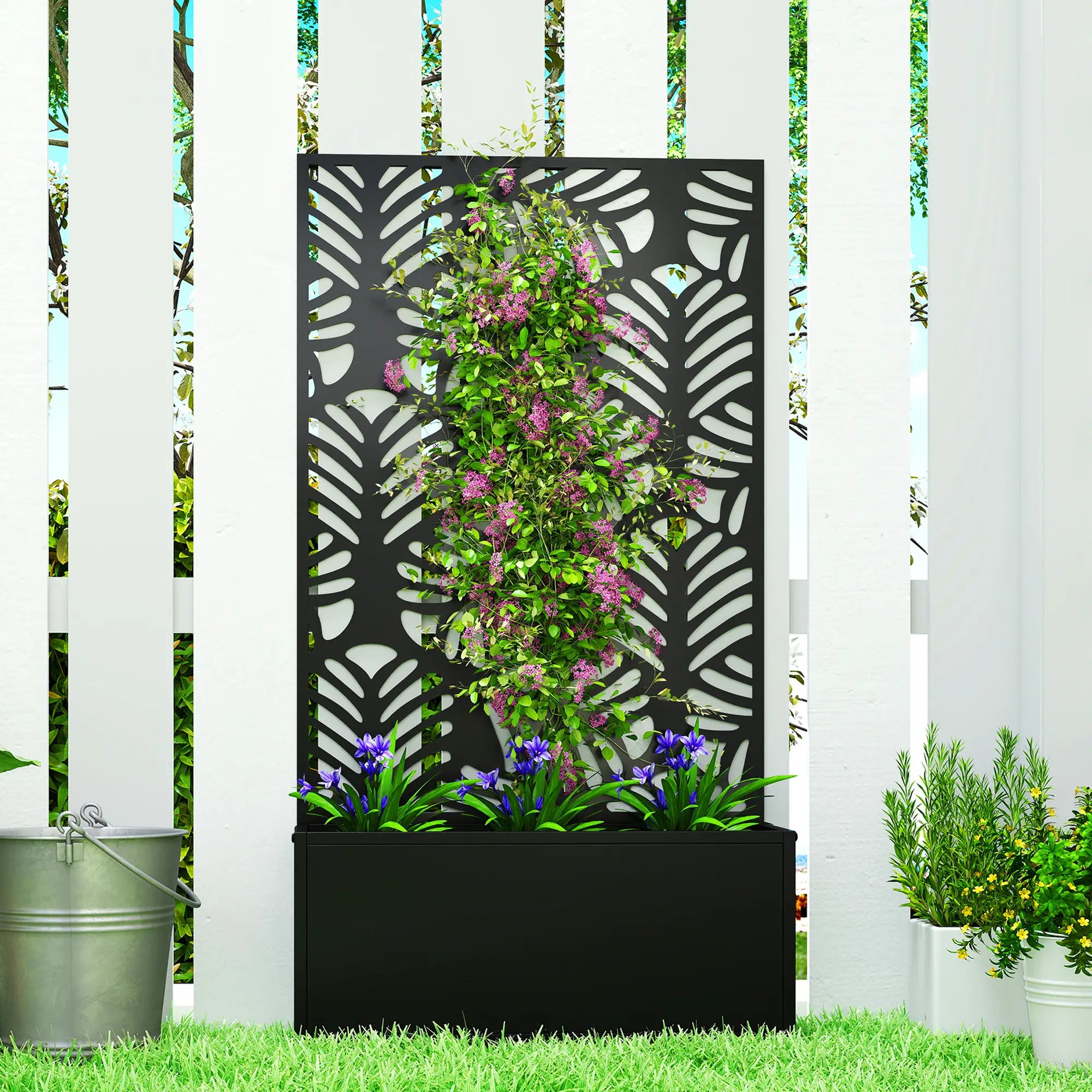 Metal Garden Bed With Trellis, Freestanding Or Wall Mounted Galvanized Planter Boxes at Gallery Canada