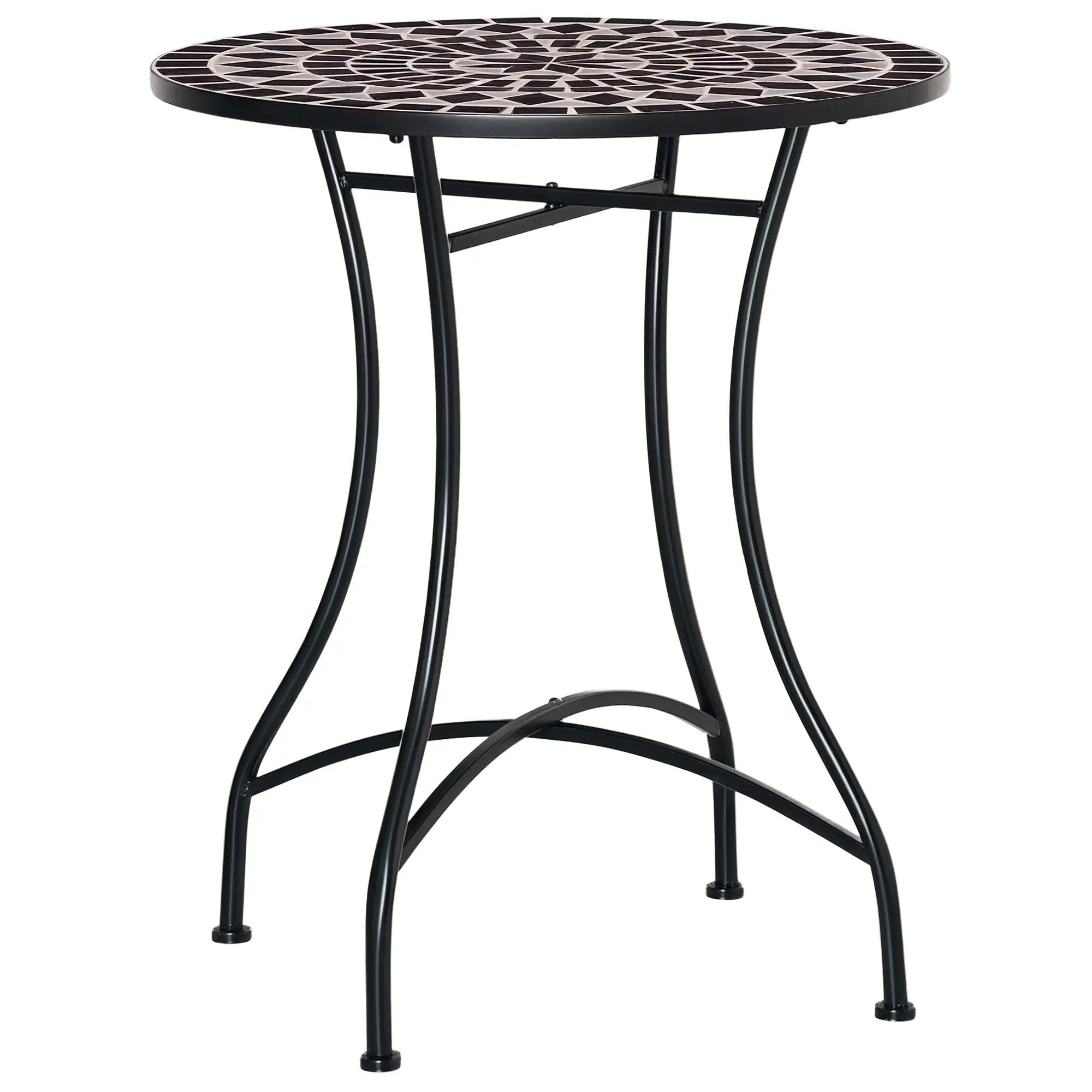 Round Mosaic Patio Table, Metal Frame, Outdoor Garden Furniture, Black Patio Side Tables at Gallery Canada