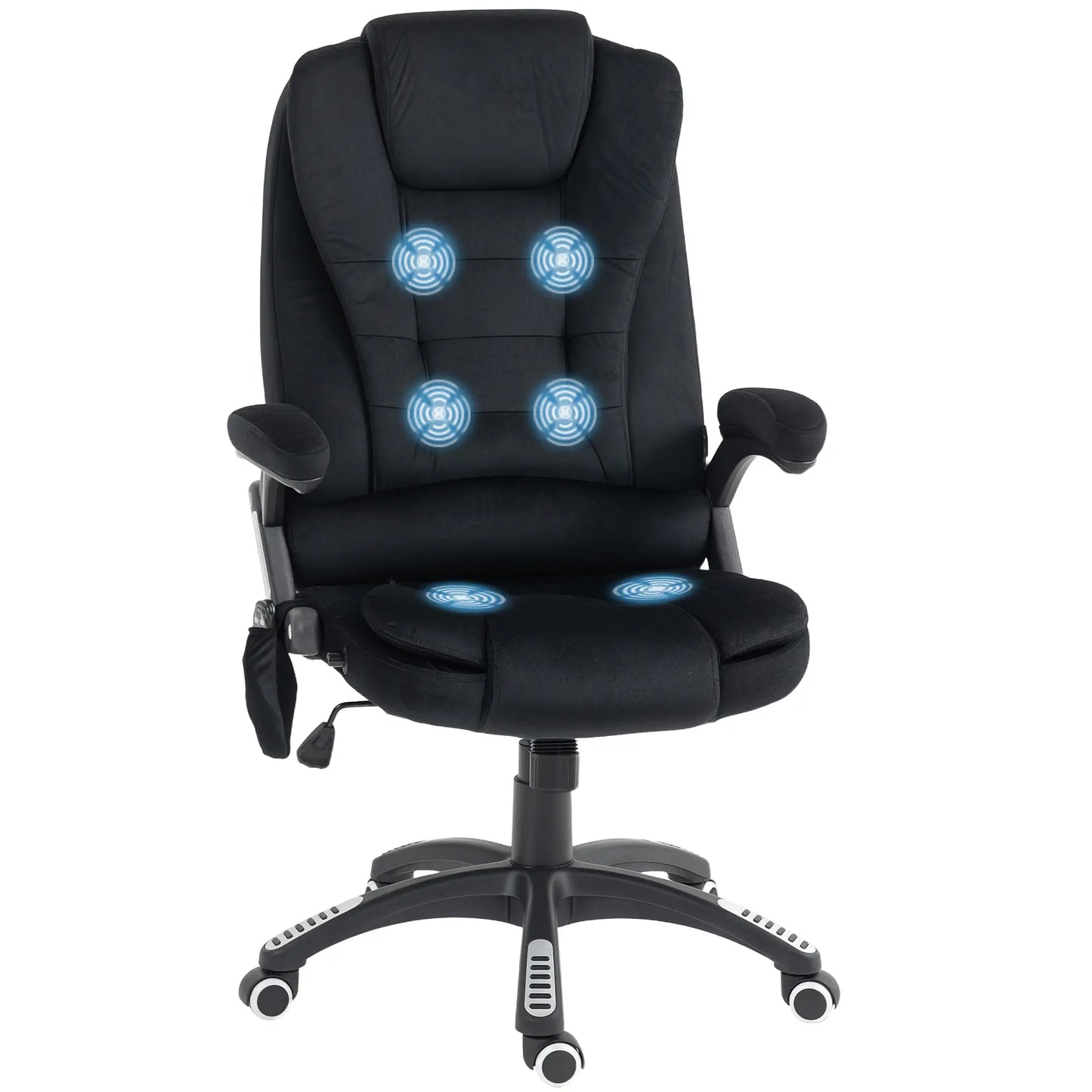 6 Point Vibrating Massage Office Chair, High Back, Reclining, Swivel Wheels, Black Massage Chairs at Gallery Canada