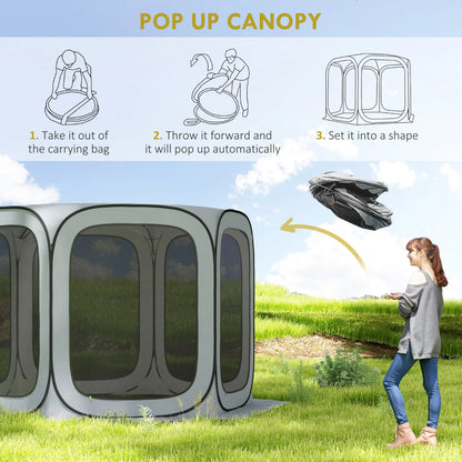 11 x 11ft Pop Up Screen Tent, UPF50+ Portable Gazebo, Light Grey Camping Tents at Gallery Canada