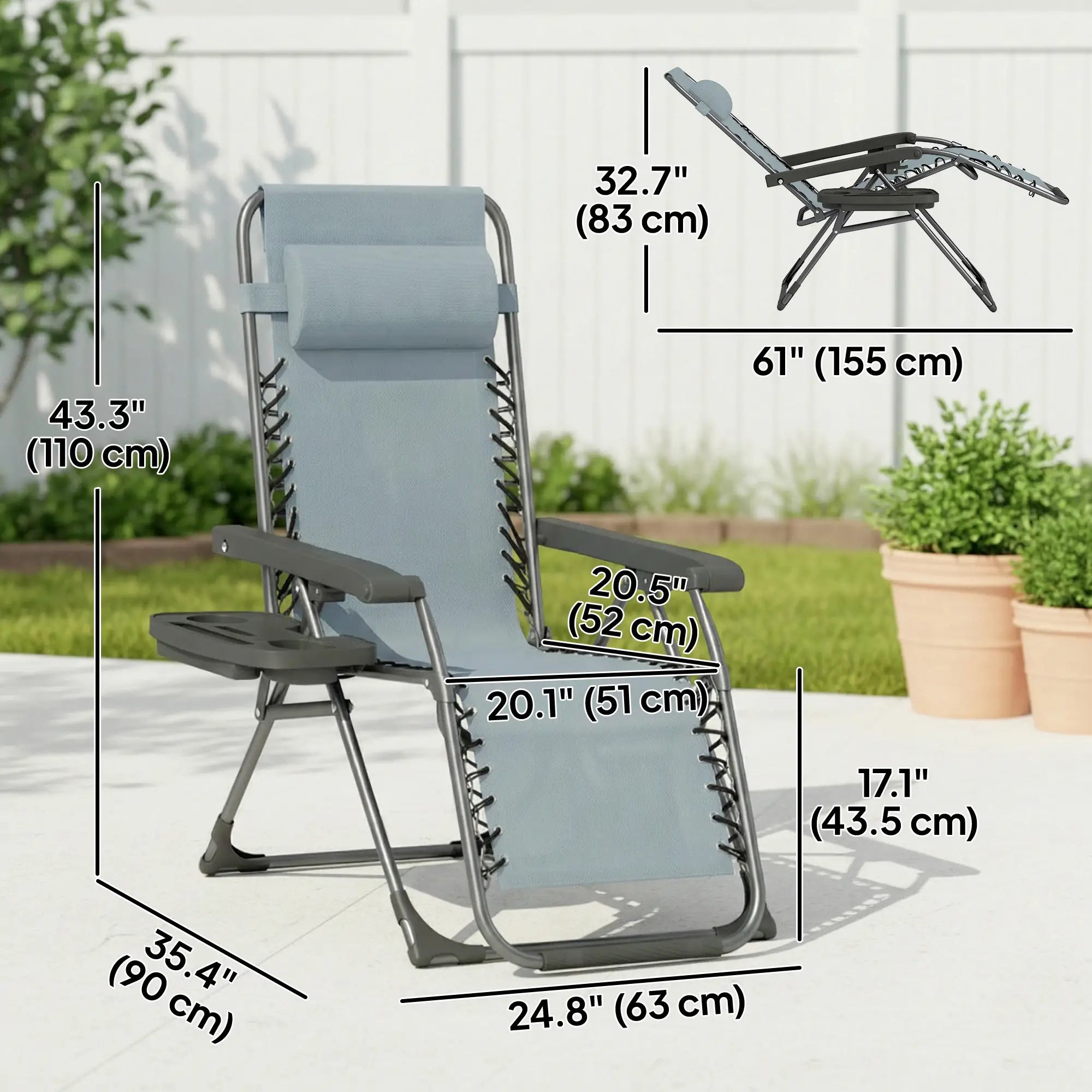 Zero Gravity Chair Set Of 2, Folding Reclining Outdoor Lounge Chair, Light Grey Lounger Chairs at Gallery Canada