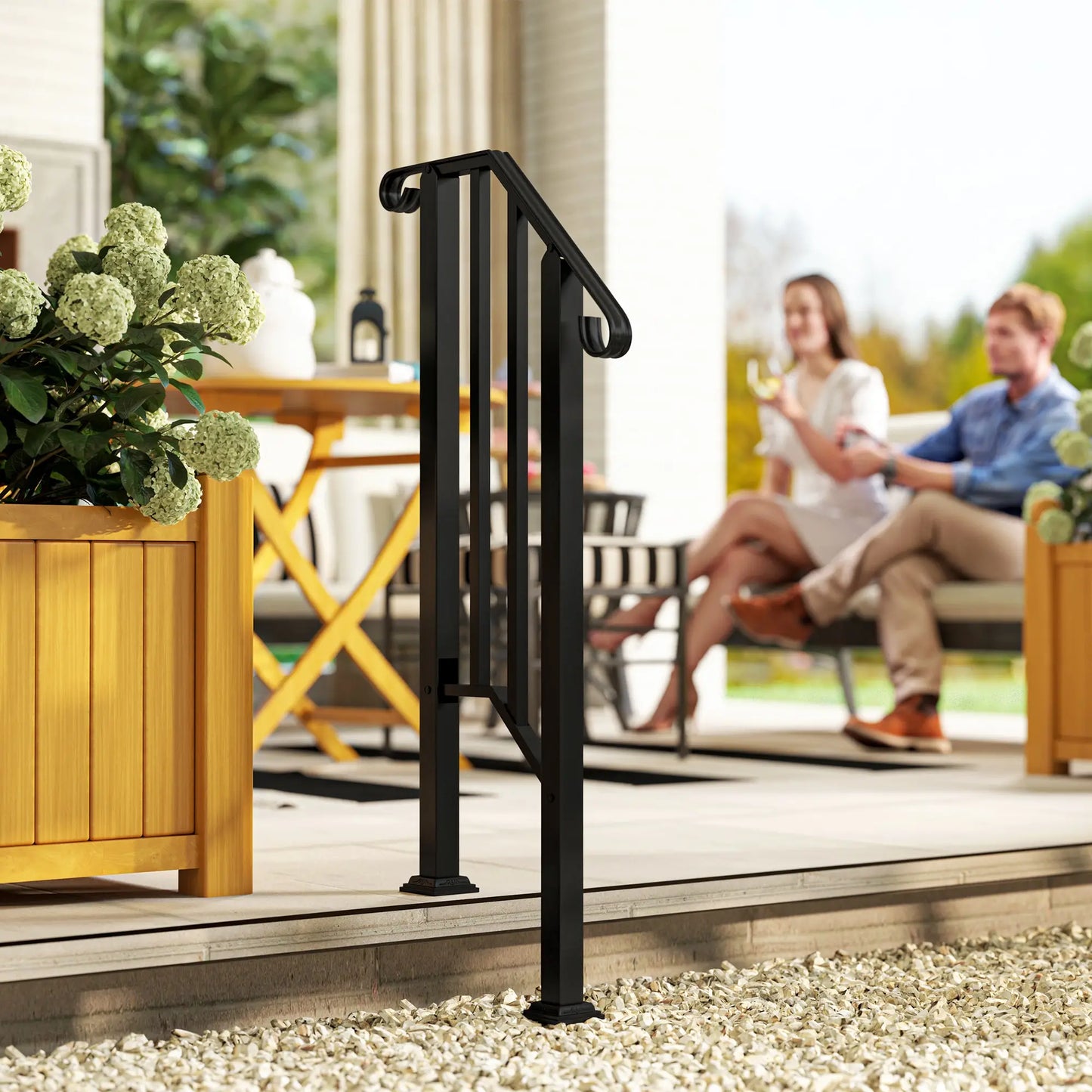 Outdoor Step Handrails, Metal Stair Railing, With Installation Kit, Black Garden Decor at Gallery Canada