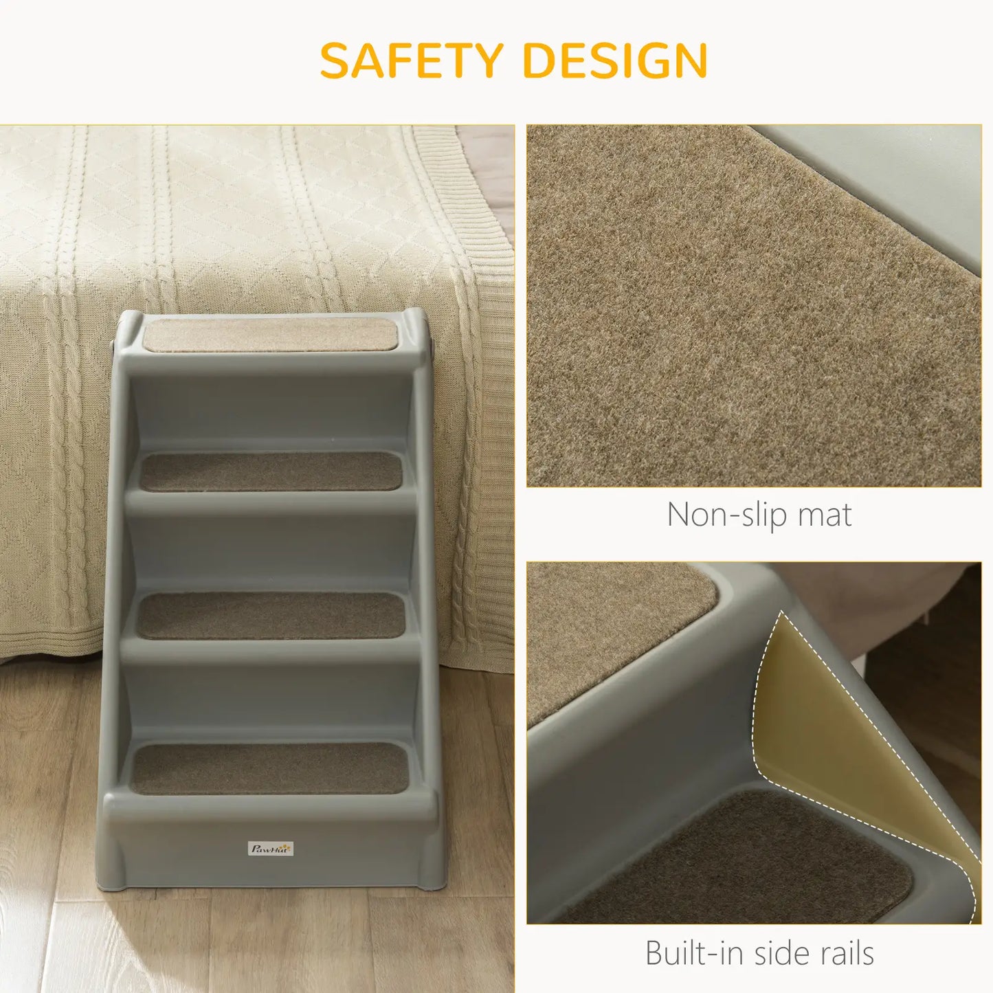 4-Level Portable Dog Stairs, Foldable Steps for Small Dogs, Lightweight, Grey Dog Stairs at Gallery Canada
