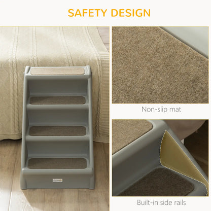 4-Level Portable Dog Stairs, Foldable Steps for Small Dogs, Lightweight, Grey Dog Stairs at Gallery Canada