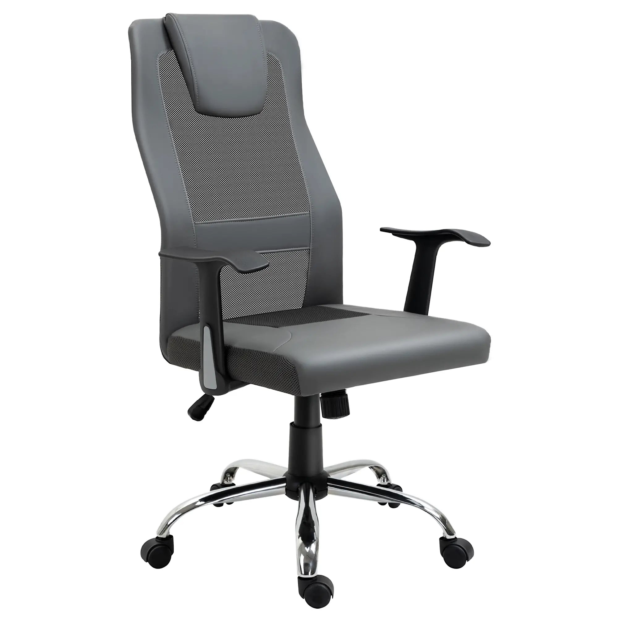 Ergonomic High Back Mesh Office Chair, Thick Padded Headrest, Grey Task Chairs at Gallery Canada