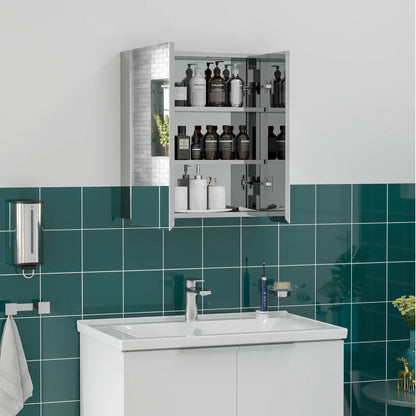 Wall Mounted Medicine Cabinet, Mirror, Hinged Doors, 3-Tier Shelves, Silver Mirror Medicine Cabinets at Gallery Canada