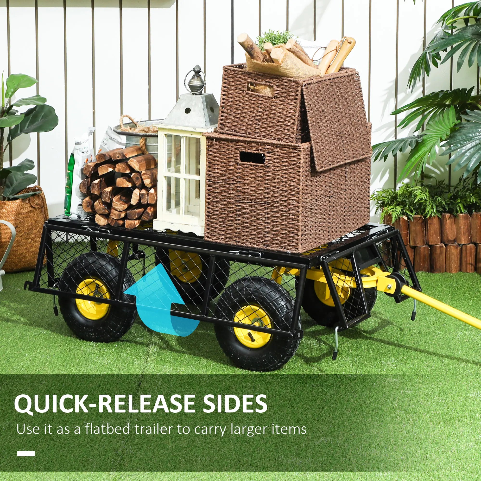 Steel Garden Cart, Utility Wagon, Removable Sides, 10