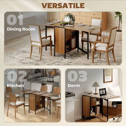 Foldable Table with Hideaway Shelves, Drop Leaf, Brown Dining Tables at Gallery Canada