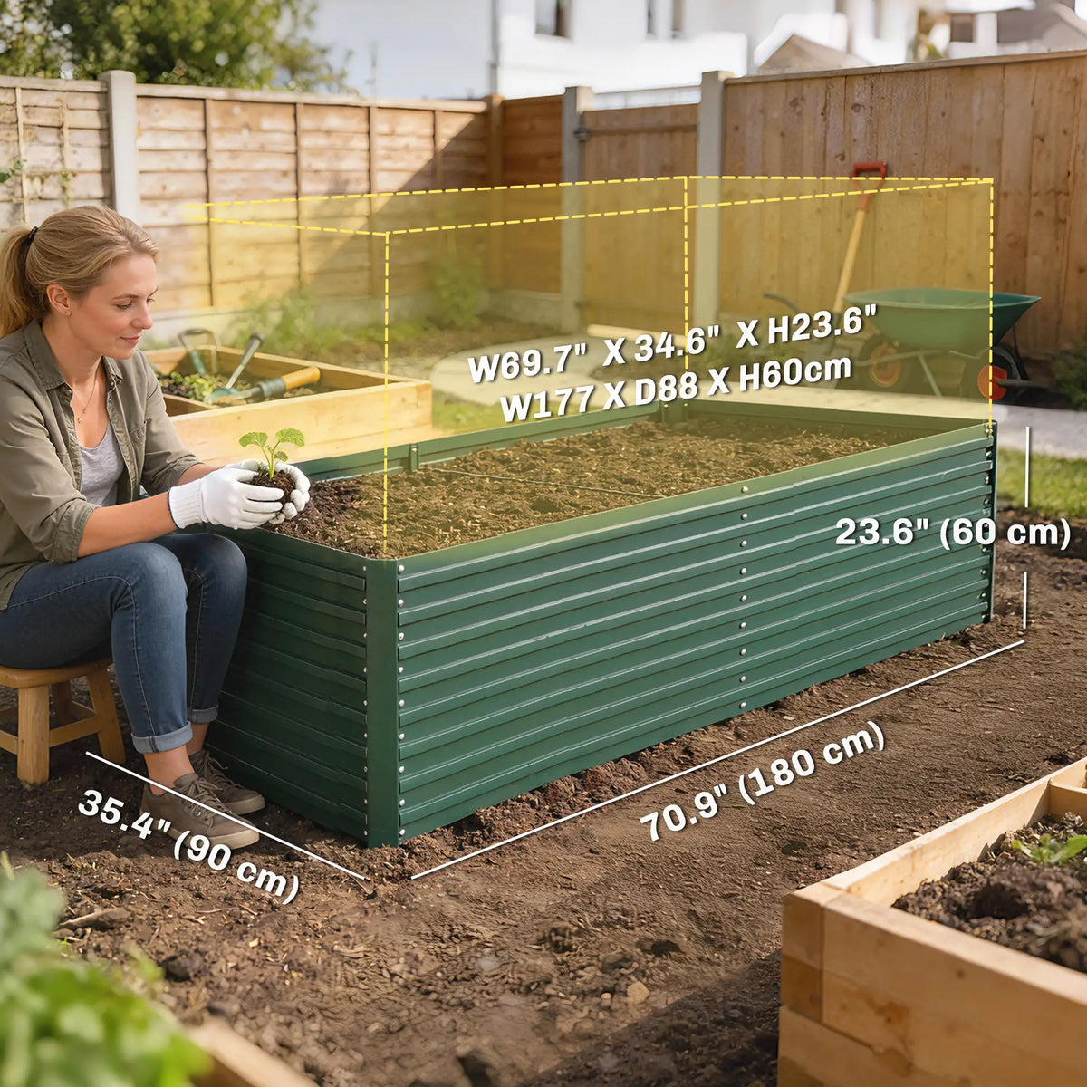 Set Of 2 Galvanised Raised Garden Bed, 6 x 3 x 2 ft, Green Galvanized Planter Boxes at Gallery Canada