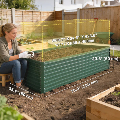 Set Of 2 Galvanised Raised Garden Bed, 6 x 3 x 2 ft, Green Galvanized Planter Boxes at Gallery Canada