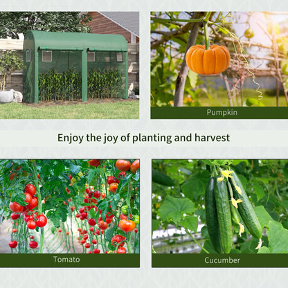 Outdoor Garden Greenhouse, Steel Tent, 2 Doors, 4 Windows, 9.8'x3.3'x6.6', Green Portable Greenhouses at Gallery Canada