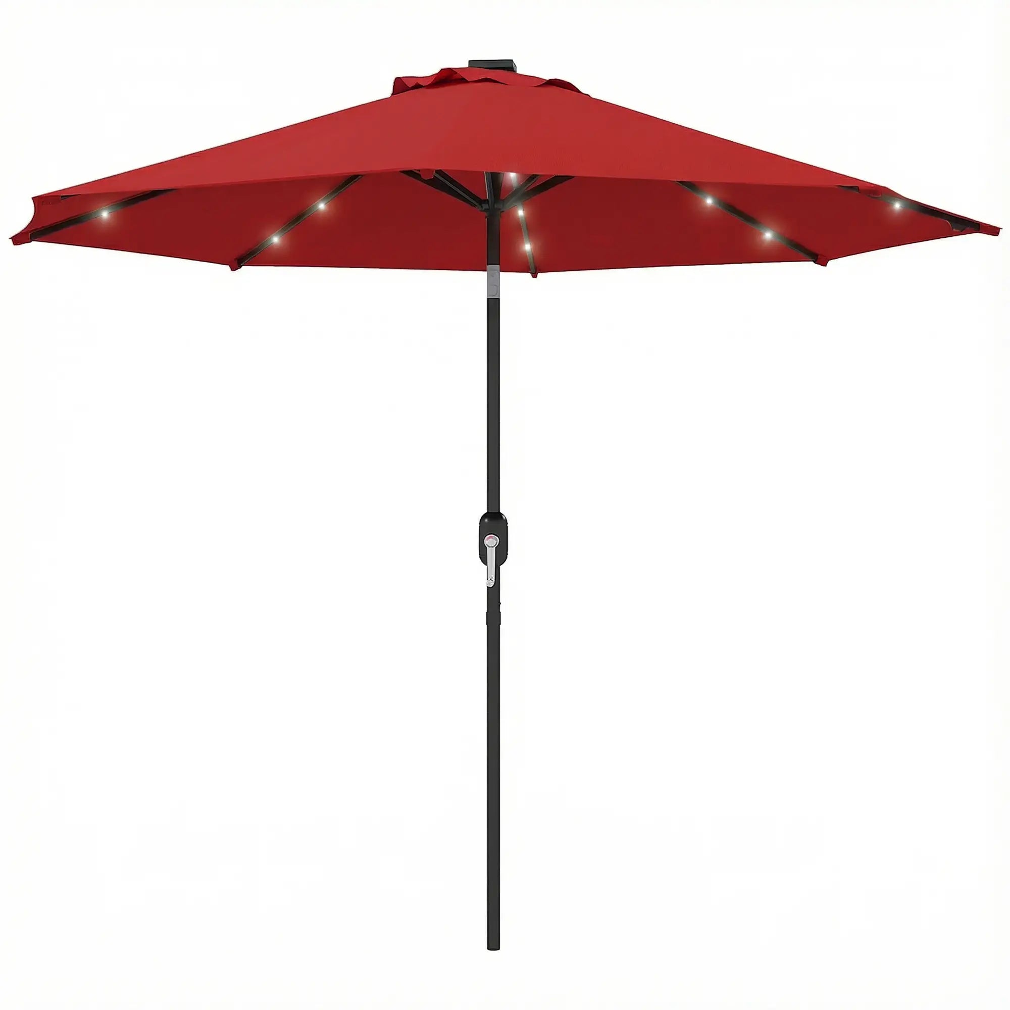 9ft Solar Patio Umbrella, 24 LED Lights, Tilt, Wine Red Sun Umbrellas at Gallery Canada