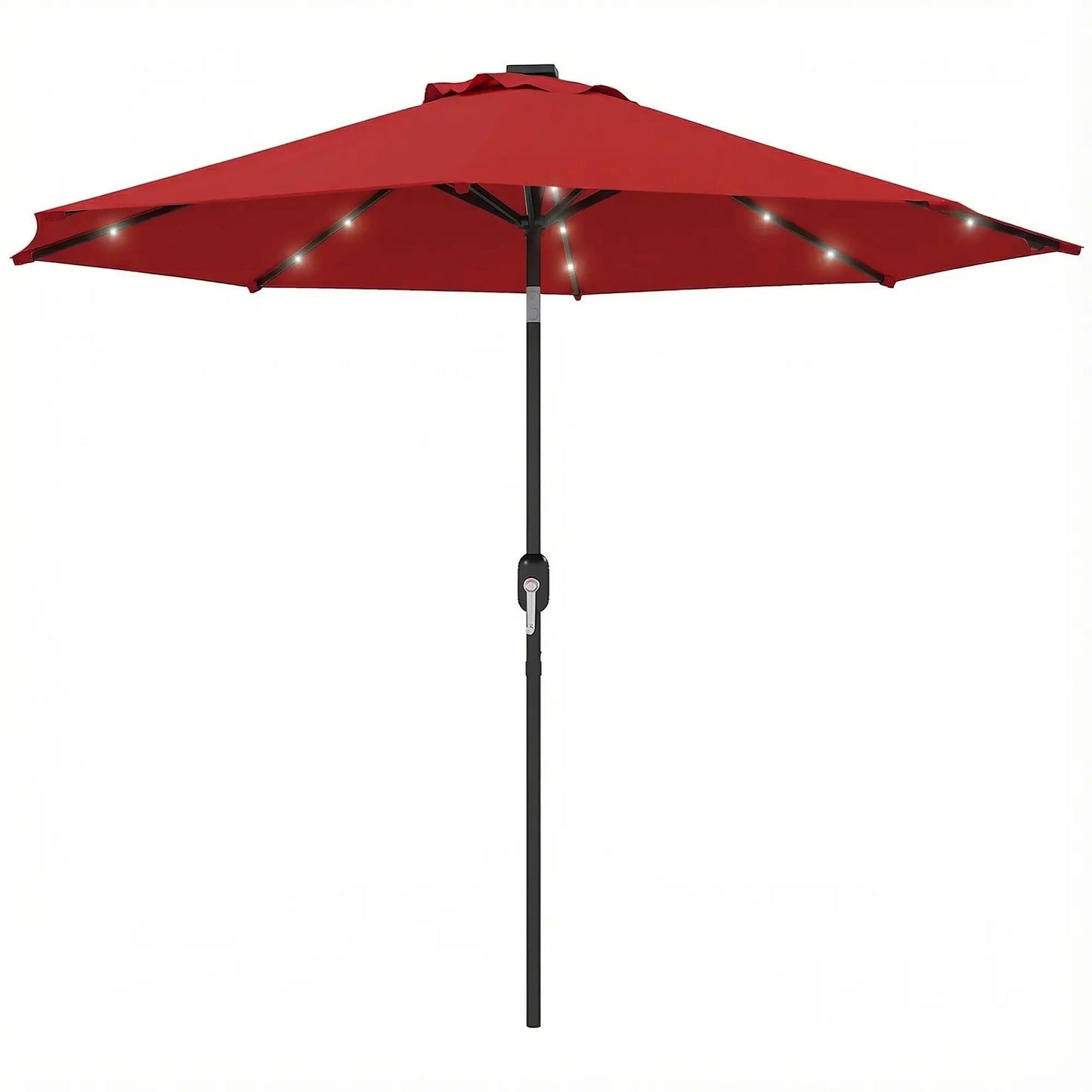 9ft Solar Patio Umbrella, 24 LED Lights, Tilt, Wine Red Sun Umbrellas at Gallery Canada
