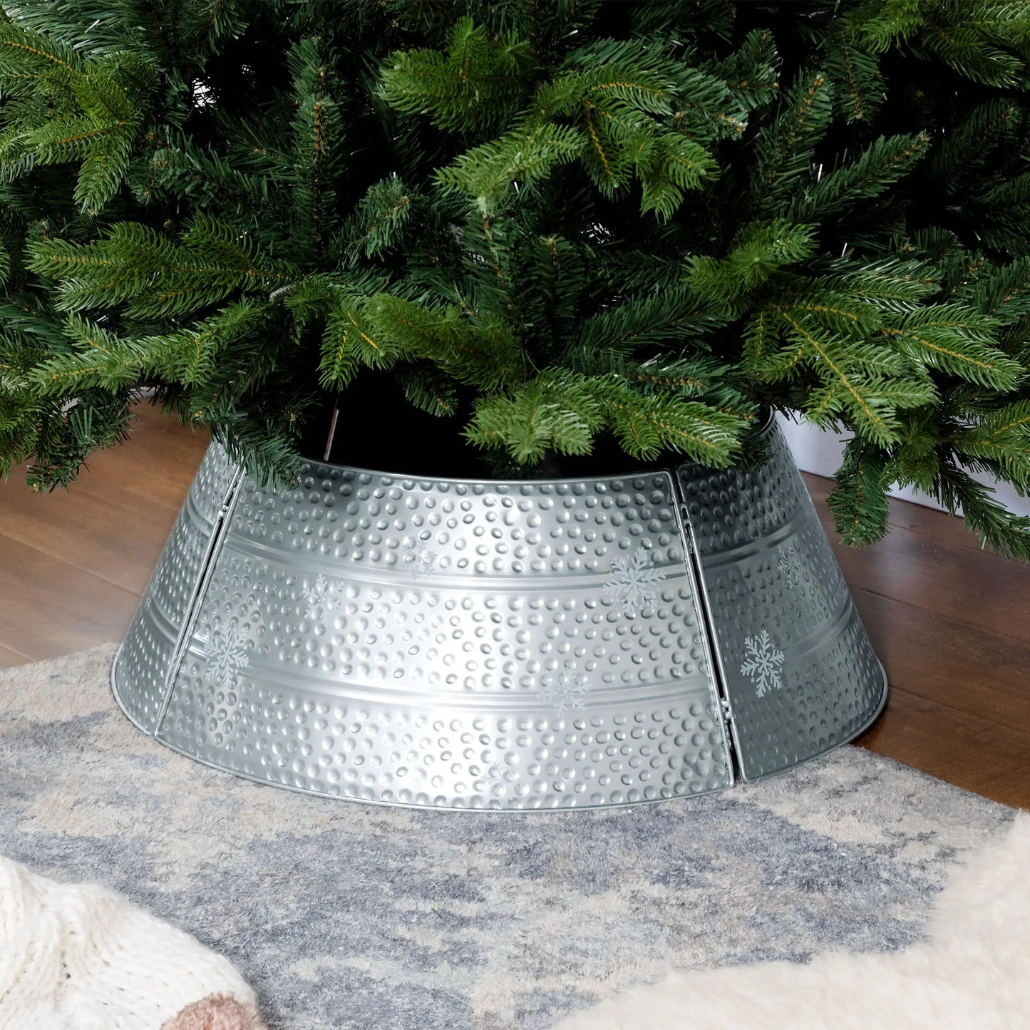 26" Christmas Tree Base Cover, Hollow Snowflake Pattern, Silver Christmas Trees at Gallery Canada