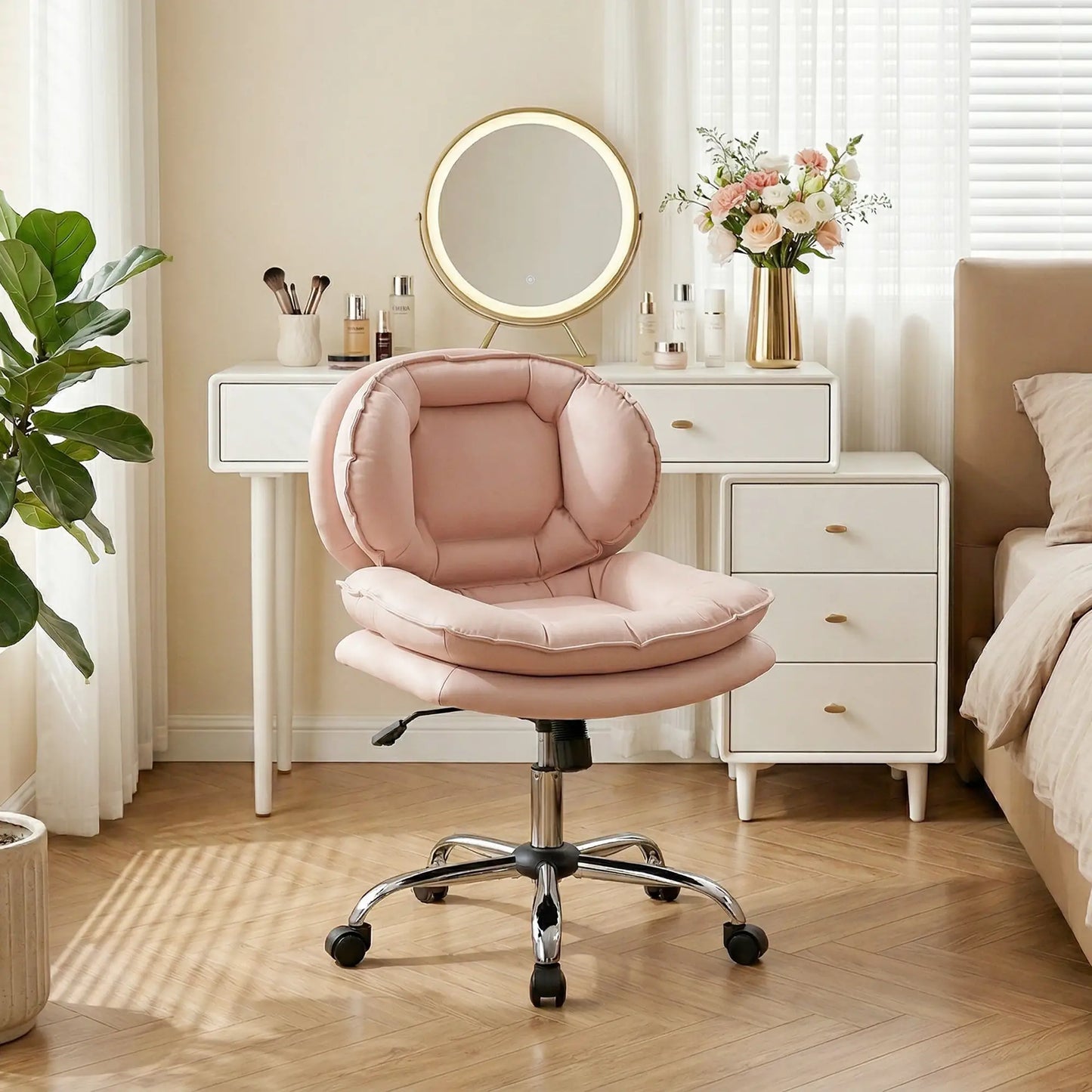 Criss Cross Swivel Office Chair, Tilting, No Arm, Pink Task Chairs at Gallery Canada