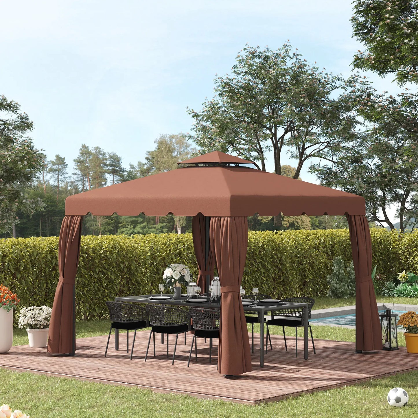 10' x 10' Gazebo Replacement Canopy, Double Vented Roof, Coffee Gazebo Canopy Replacement at Gallery Canada