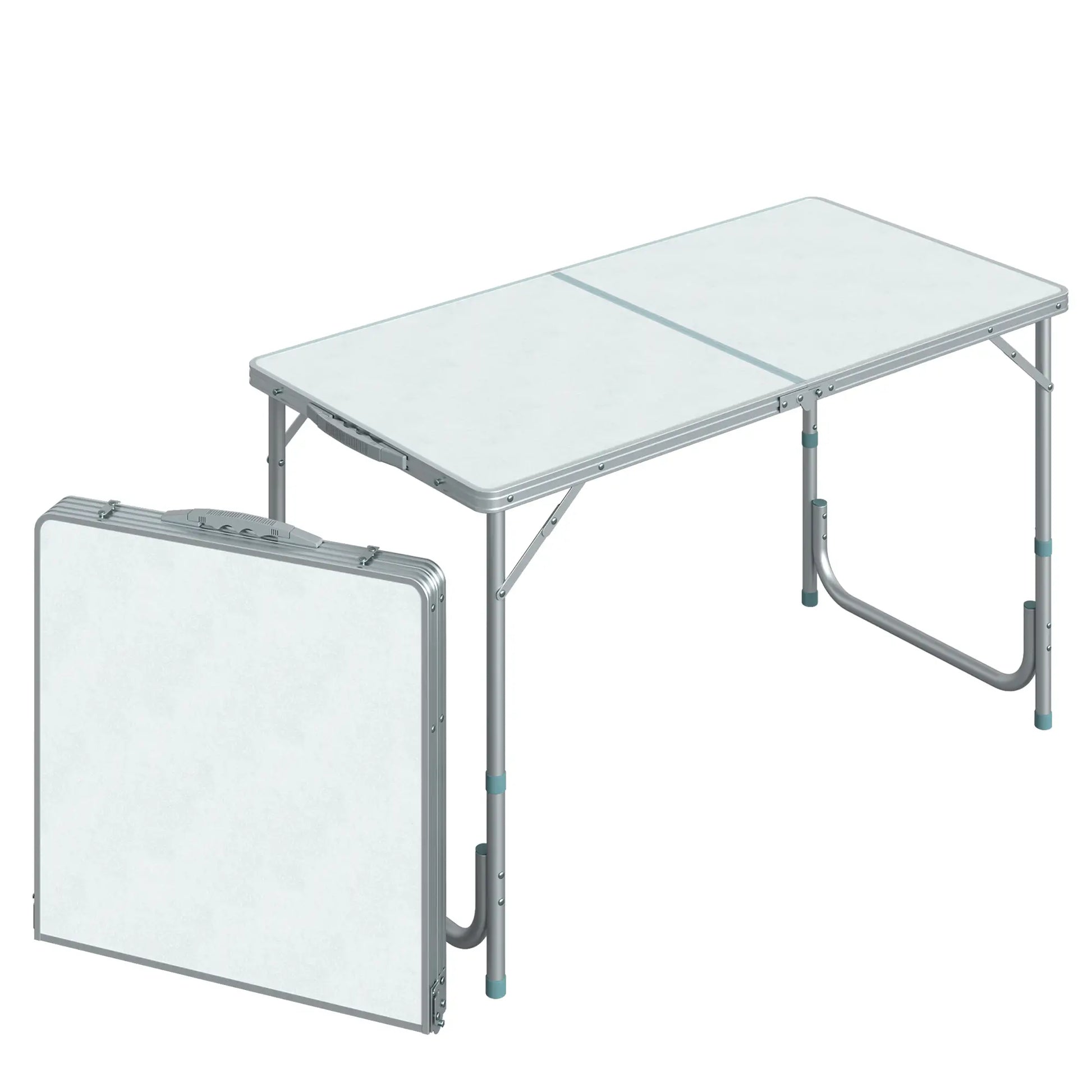 4ft Foldable Camping Table, Picnic BBQ Desk, Indoor Outdoor, Silver Picnic Tables & Camping Chairs Silver and White at Gallery Canada