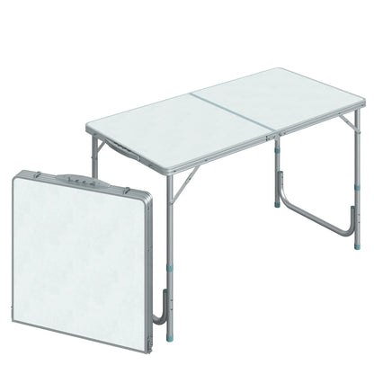 4ft Foldable Camping Table, Picnic BBQ Desk, Indoor Outdoor, Silver Picnic Tables & Camping Chairs Silver and White at Gallery Canada