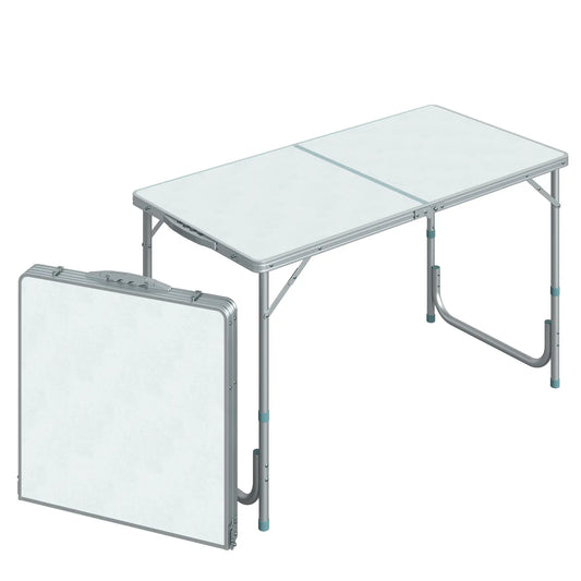 4ft Foldable Camping Table, Picnic BBQ Desk, Indoor Outdoor, Silver Picnic Tables & Camping Chairs Silver and White at Gallery Canada