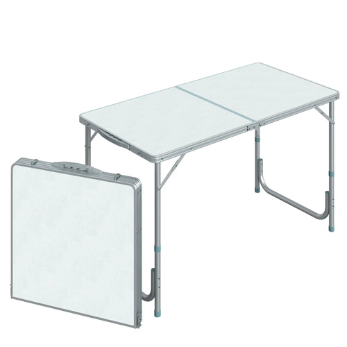 4ft Foldable Camping Table, Picnic BBQ Desk, Indoor Outdoor, Silver