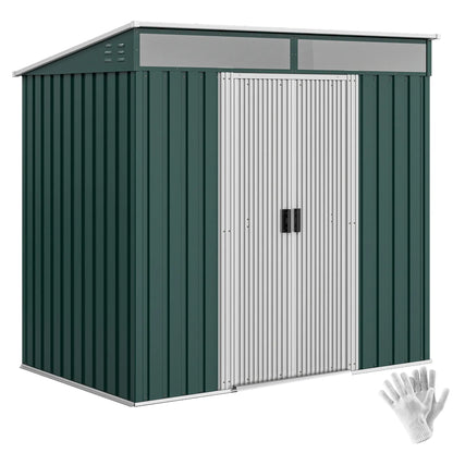 6.5x4FT Galvanised Metal Shed, Foundation Kit, Sliding Doors, Vents, Green Sheds at Gallery Canada