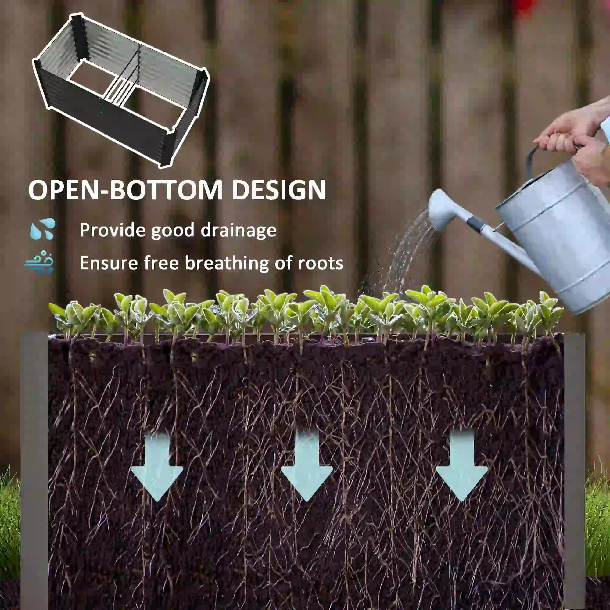 Set Of 2 Galvanized Metal Planters, 4' X 2' X 2' Raised Garden Bed, Dark Grey Galvanized Planter Boxes at Gallery Canada