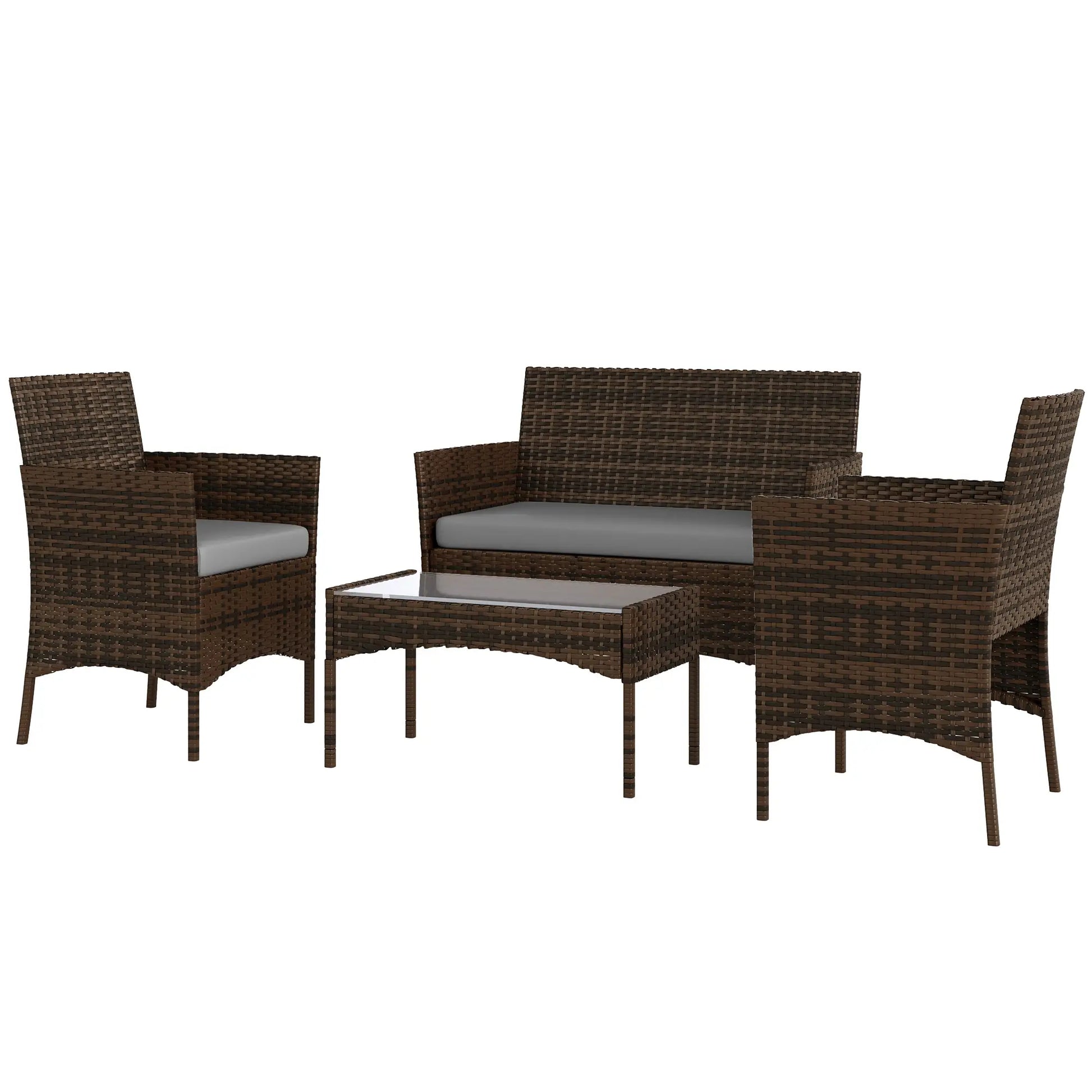 4-Piece Wicker Outdoor Balcony Set, Rattan Patio Furniture, Grey Patio Furniture Sets Grey, Brown at Gallery Canada