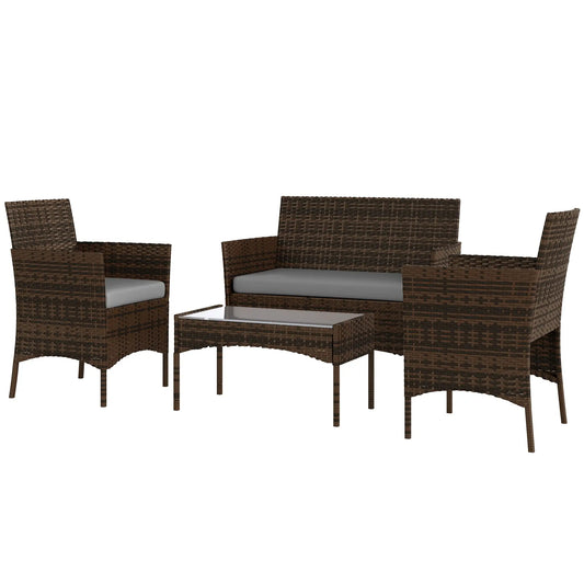 4-Piece Wicker Outdoor Balcony Set, Rattan Patio Furniture, Grey Patio Furniture Sets Grey, Brown at Gallery Canada