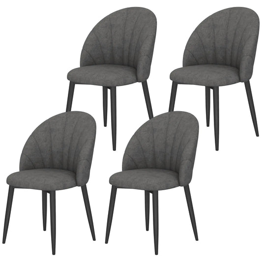 Modern Dining Chairs Set of 4, Upholstered, Metal Legs, Dark Grey Dining Chairs Charcoal Grey, Black at Gallery Canada