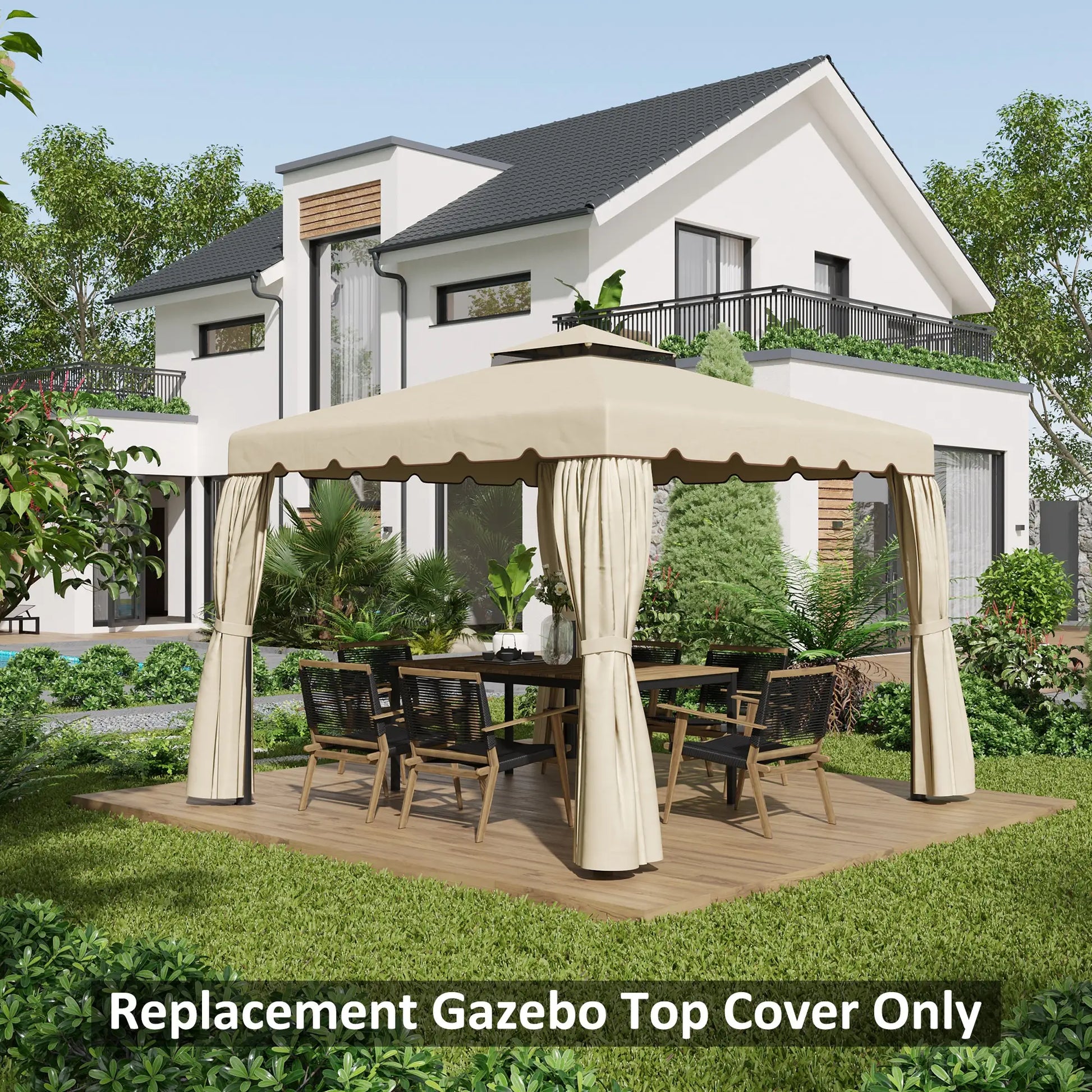 10' x 10' Gazebo Replacement Canopy, Double Vented Roof, Beige Gazebo Canopy Replacement at Gallery Canada
