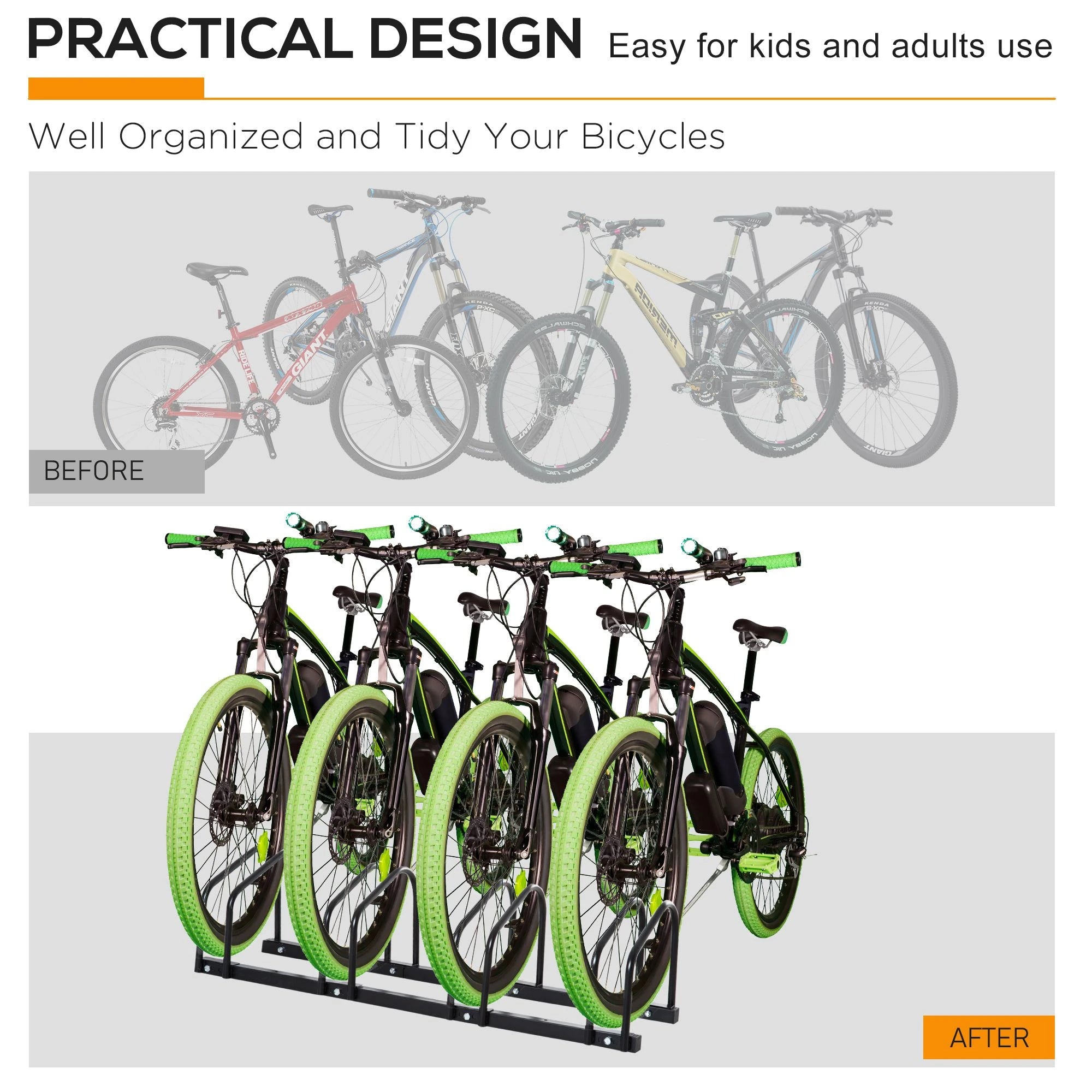 4-Bike Bicycle Floor Parking Rack, Cycling Storage Stand, Black Bike Parking Stands at Gallery Canada