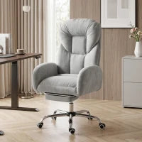 Cross Legged Office Chair, Flip Armrests, Footrest, Light Grey