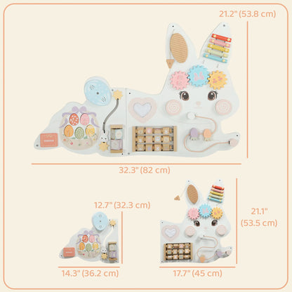 Easter Bunny Busy Board, Wall-Mounted Montessori Toy, White
